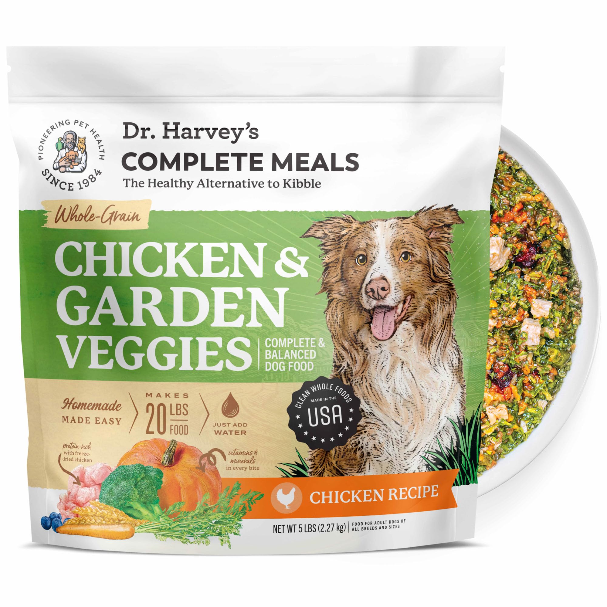 Dr. Harvey's Chicken &amp; Garden Veggies Dog Food, Whole-Grain (5 lb)