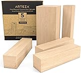 Arteza Lindenholz Schnitzblöcke zum Schnitzen, Weihnachten Basteln und Whittling - 5-teiliges Set mit einem 10,2 x 5,1 cm und vier 10,2 x 2,54 x 2,54 cm Blöcken