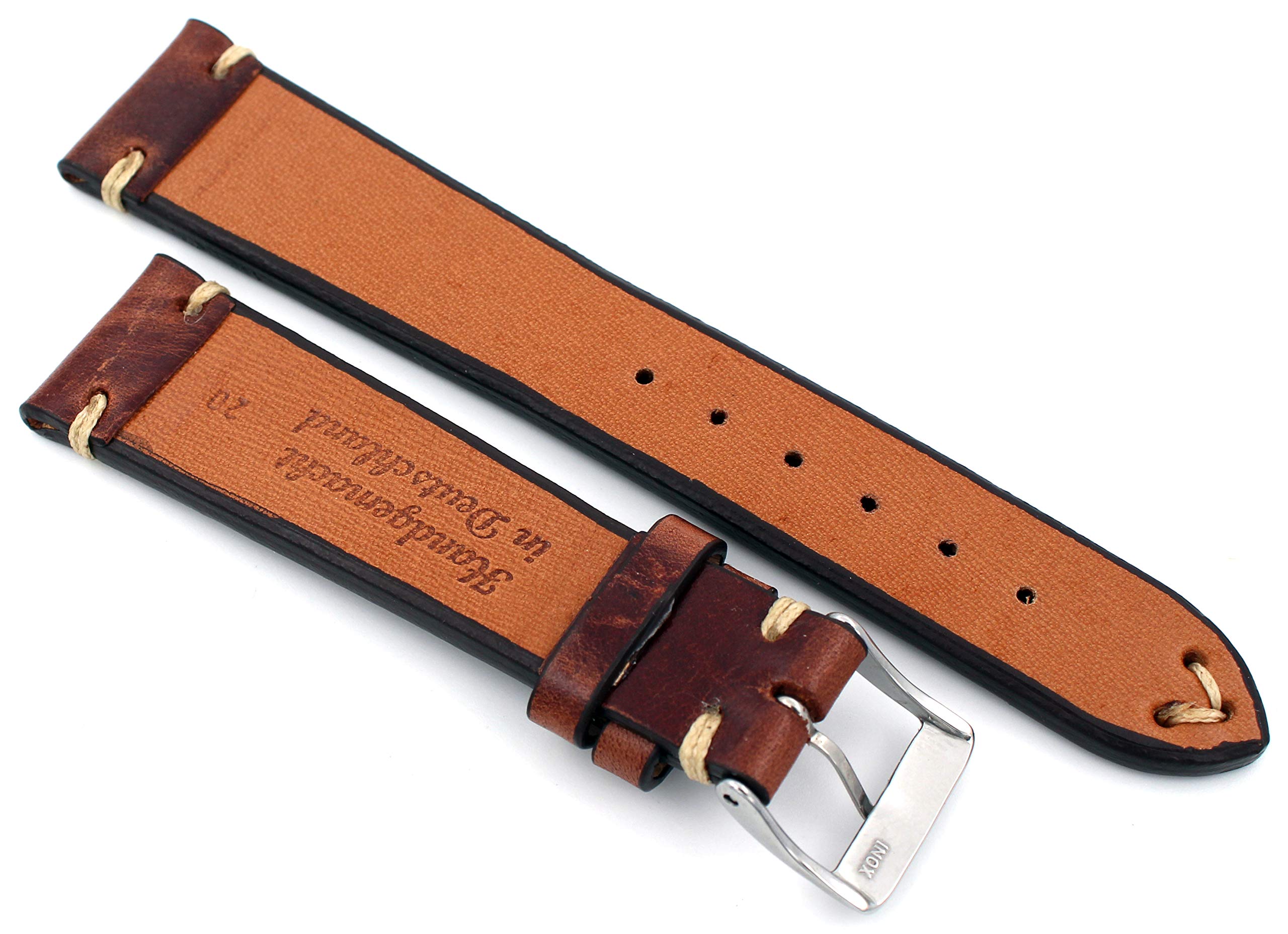 Sulla Tokio Vintage-Leder-Uhrenarmband 18–22 mm mit Dornschließe | Vintage-Lederband in mehreren Breiten und Brauntönen
