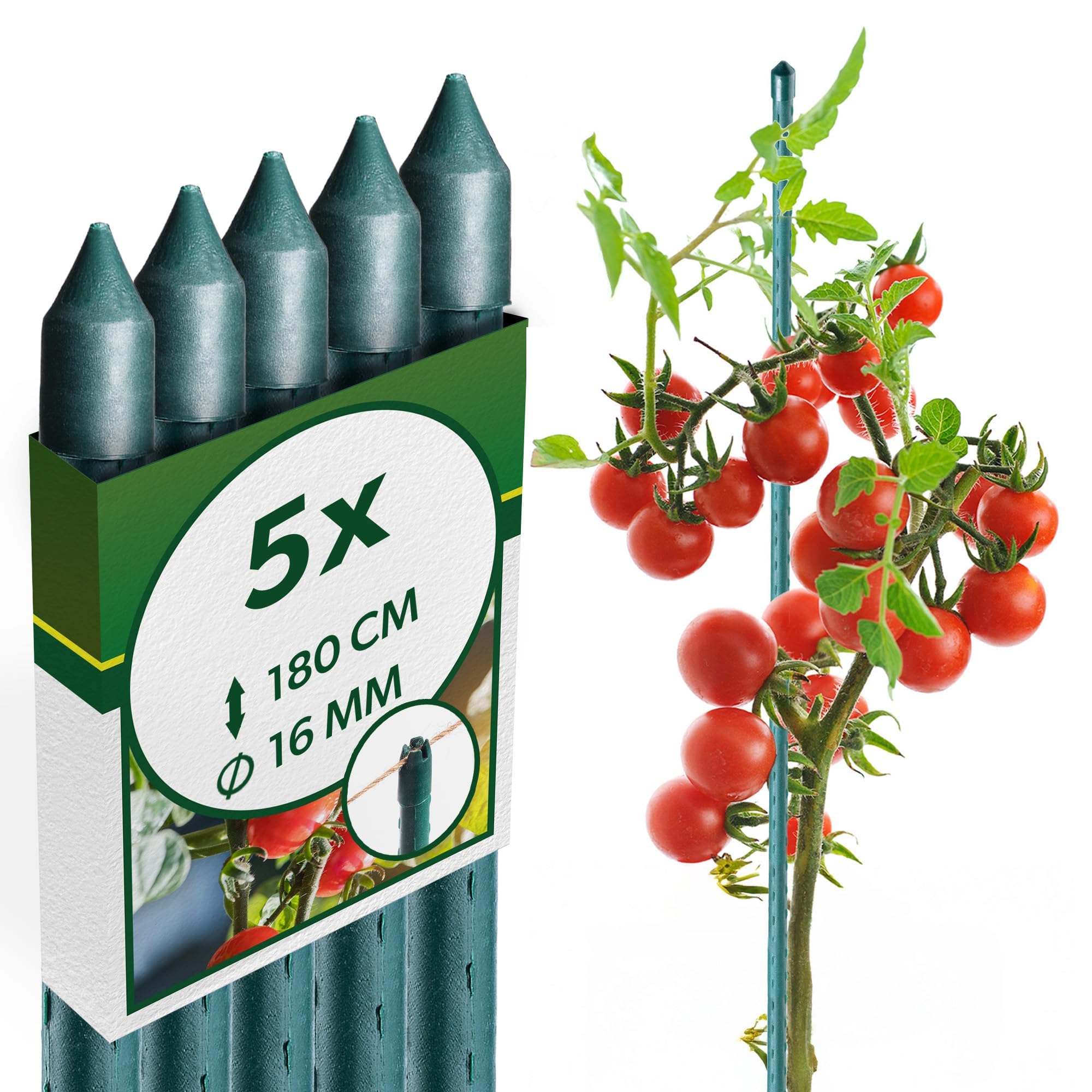 KADAX Pflanzstäbe Set – Beschichteter Stahl Rankstab, Pflanzenstütze & Tomatenstäbe für Garten, Wetterfest & Stabil