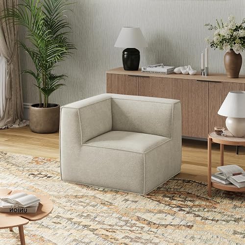 Novilla Modular Sectional Sofa, No Assembly Cloud Sectional Couch with Smarts Coil® Support, Chenille Fabric Sectional Sofa, Boneless Couch for Living Room Apartment, Beige (Corner Chair)