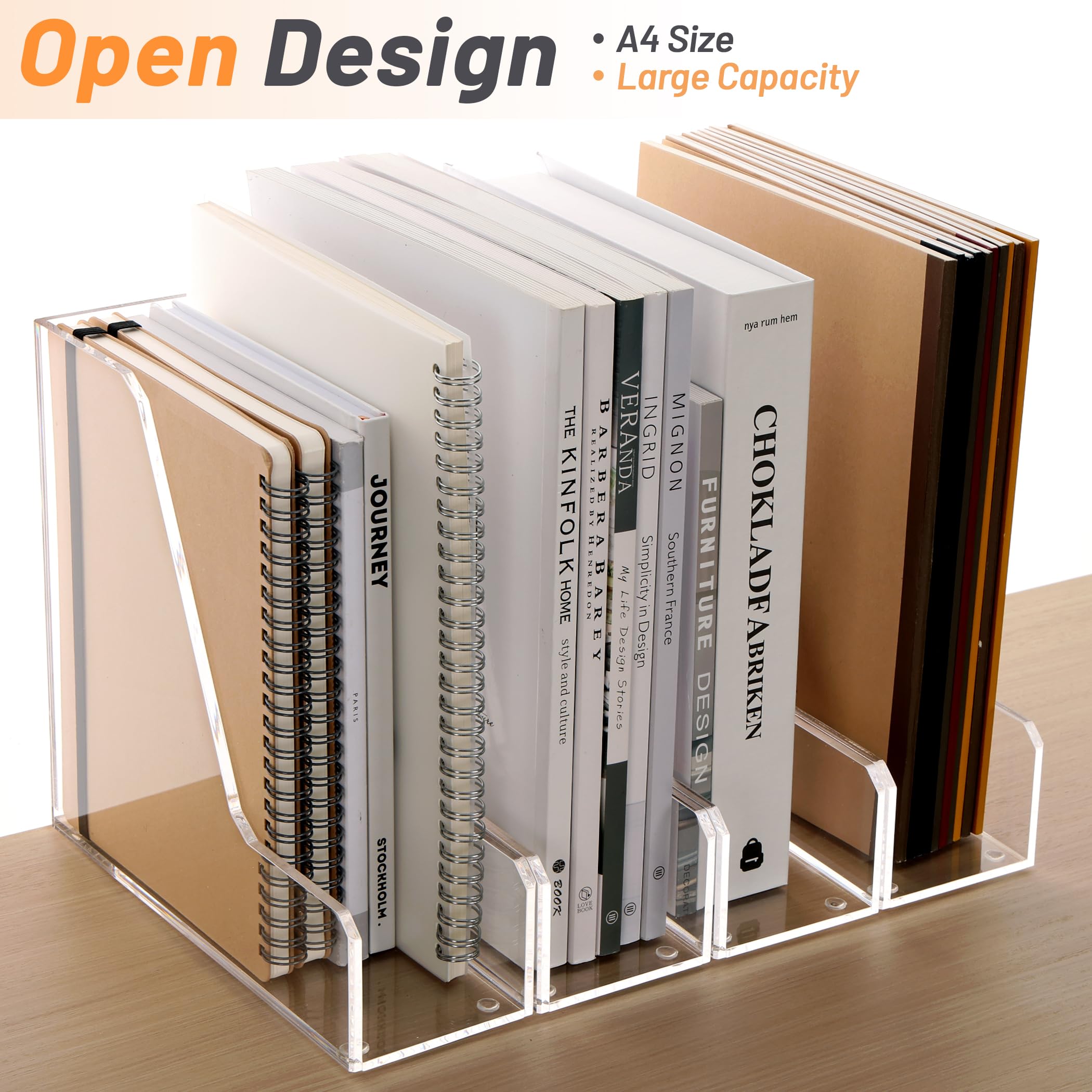 SANRUI Magazine File Holder Rack Organizer Desk Organizer Clear Acrylic Vertical 2-Pack - Image 3