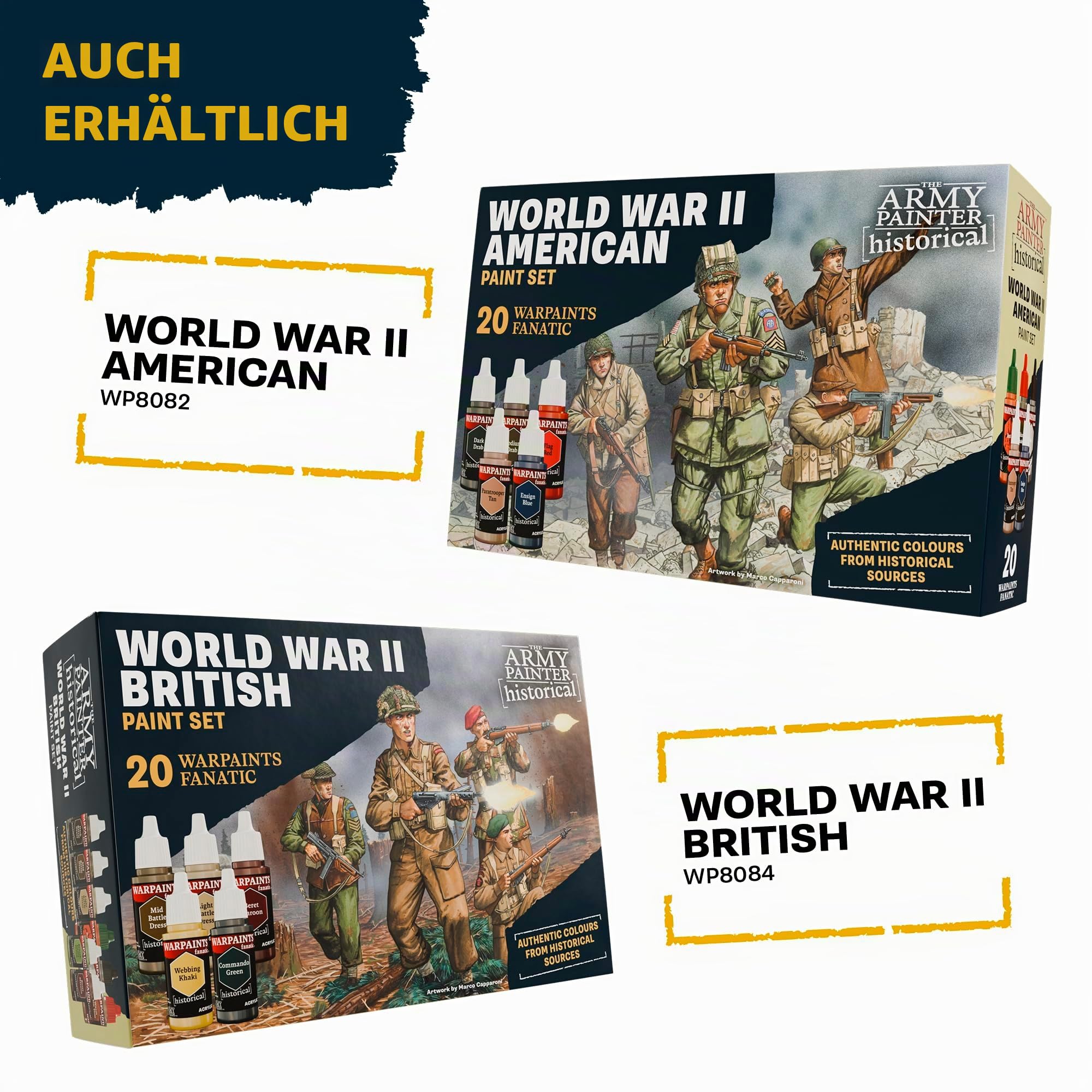 The Army Painter, Historical: WWII German Paint Set, 20x18ml Acrylfarbe | Acrylfarben inkl. Warpaints Fanatic: 14 Acrylic, 4 Washes, 1 Effect & 1 Metallic - Miniaturfarben für Armed Forces