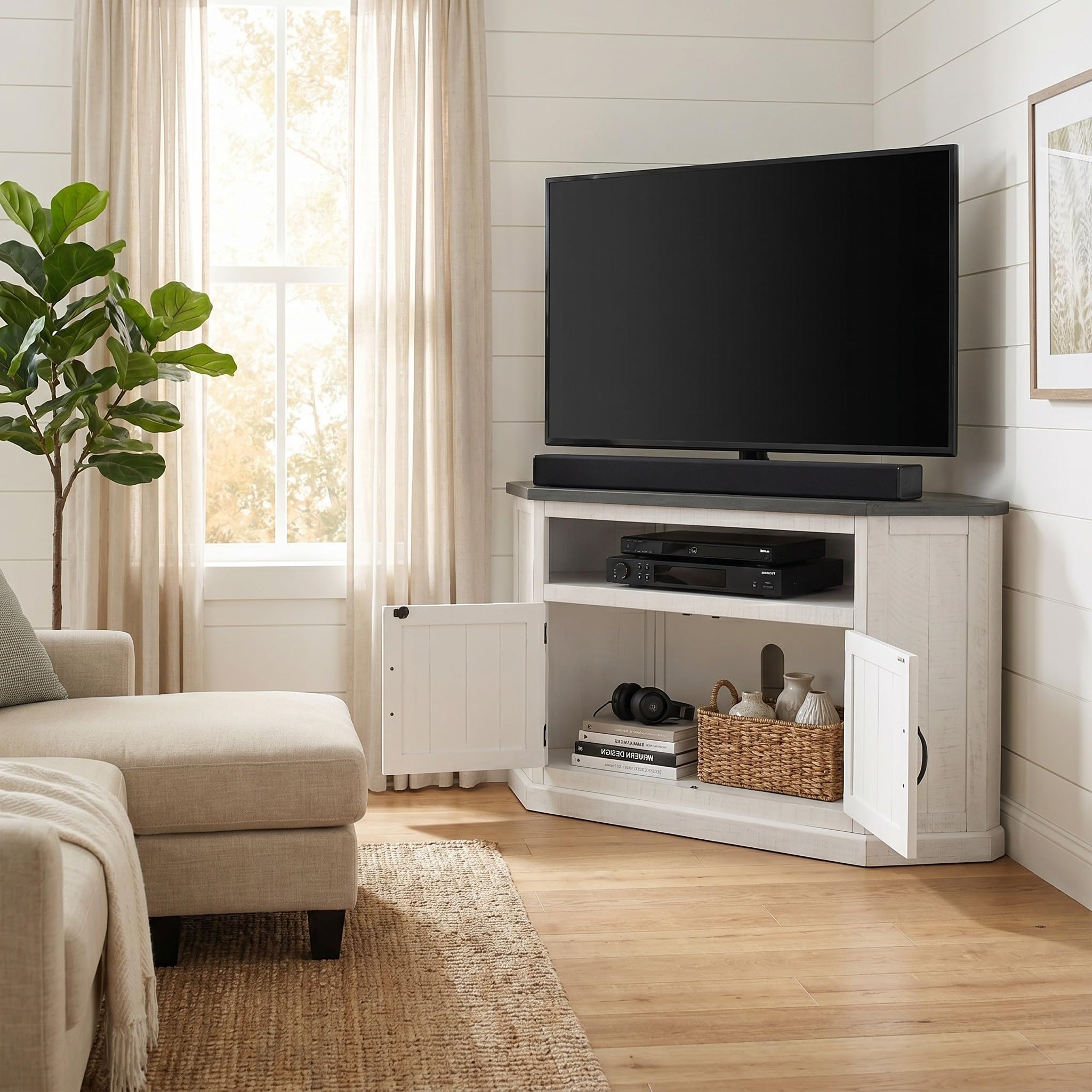 Amazon.com: Martin Svensson Home Rustic Solid Wood Corner TV Stand