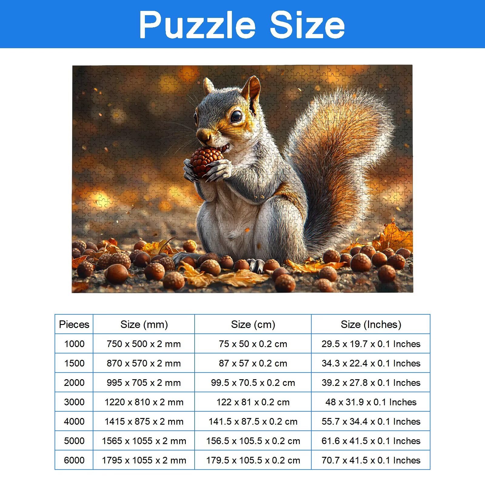 Puzzle 4000 Piezas Ardilla, Puzzle Animal con Caja para Adultos, 141.5x87.5cm, DIY 4000 Piezas Rompecabezas Madera para Adultos, Rompecabezas Desafiante para Decoracion Hogar, Regalo Mujer, -7555