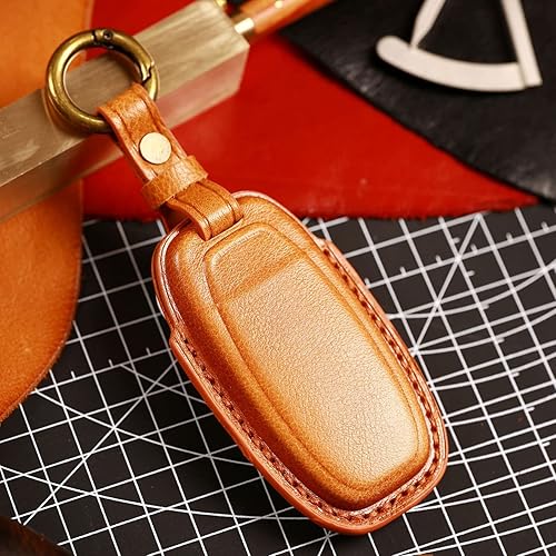 Miniatura 5 de ontto Funda para llave de entrada sin llave, de cuero con protección completa, compatible con Audi A4, A5, A6, A7, A8, Q8, rojo (tipo B)