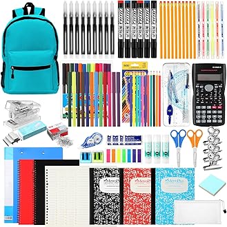Gilprop 81 Pcs School Supply Kit with Backpack Back to School Supplies Bundle Bulk School Essentials for Elementary Middle High School Students Includes Folders Notebooks Pencils and More(Light Blue)