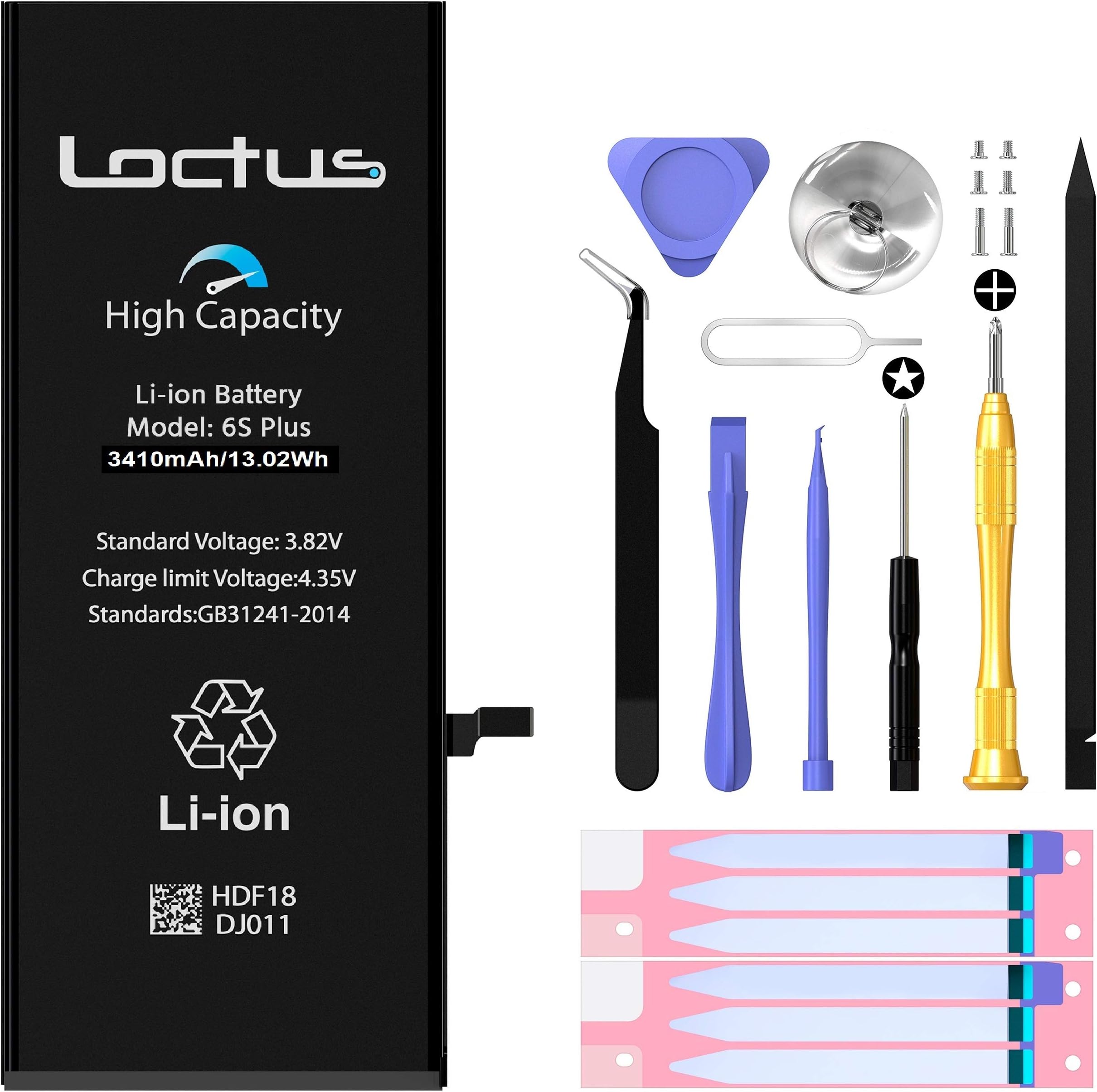 High-Capacity 3410mAh Battery for iPhone 6S Plus with Complete Repair Tool Kit, Two Sets of Adhesive Tape and Instructions Included 24 Months Guaranty