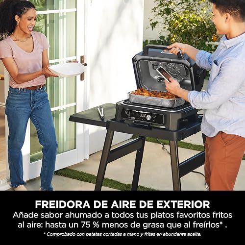 Ninja Woodfire Pro Connect XL Barbecue Électrique & Fumoir avec Contrôle d'Application, 2 Sondes, Grille, Housse, Revêtements & Brosse, Grill & Friteuse sans huile 7-en-1, Bleu & Noir OG901EUAMZ - 5