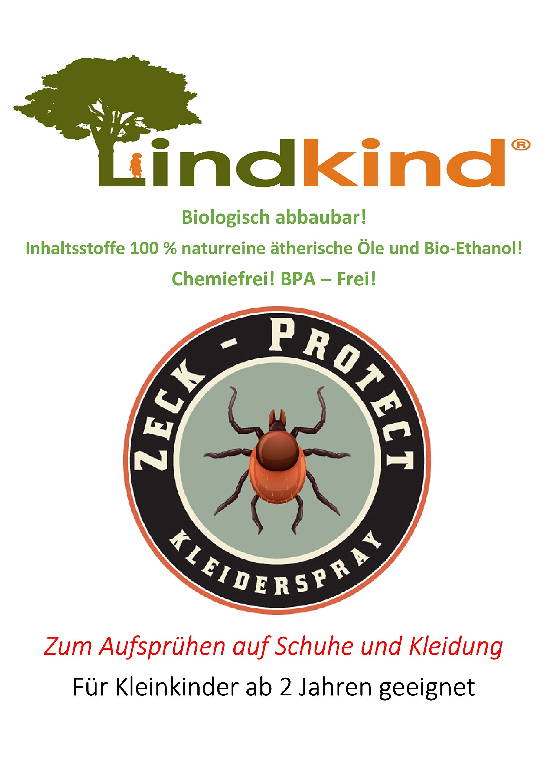 Zeck - Protect Anti Zecken - Spray 100 ml Zeckenspray Kleiderspray Zeckenmittel aus Bio - Produkten Kunststoffflasche Waldkindergarten