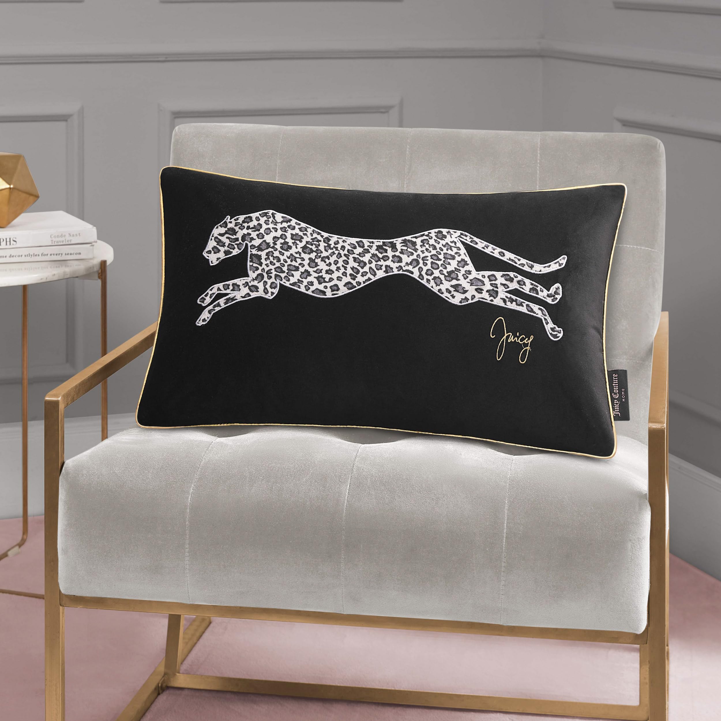 Juicy Couture – Decorative Accent Pillow Velvet Safari Leopard