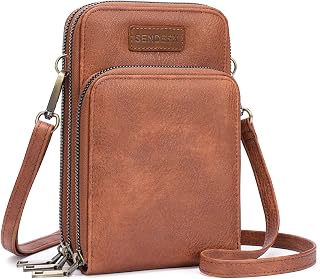 SENDEFN Small Leather Crossbody Bag for Women Cell Phone Crossbody Purse Bags with Shoulder Strap with 4 Card Slots