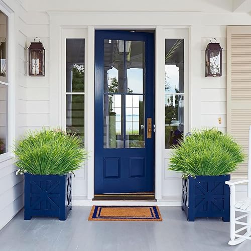 Miniatura 6 de Uieke 12 paquetes de plantas de césped artificial para exteriores, resistentes a los rayos UV, plantas de césped falso que no se decoloran, plantas