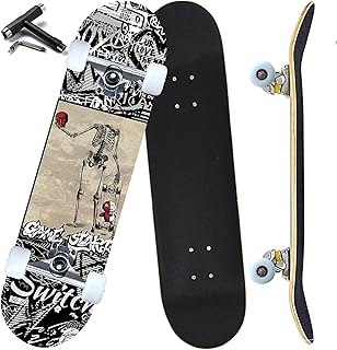 Pro Complete Skateboards for Beginners Girls Boys Kids Youths Teens Adults 31"x8" Skate Boards 7 Layers Canadian Maple Double Kick Deck Concave Longboard