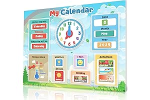Magnetic Kids Calendar for Learning - Classroom, Preschool Magnet Calendar for Kids...