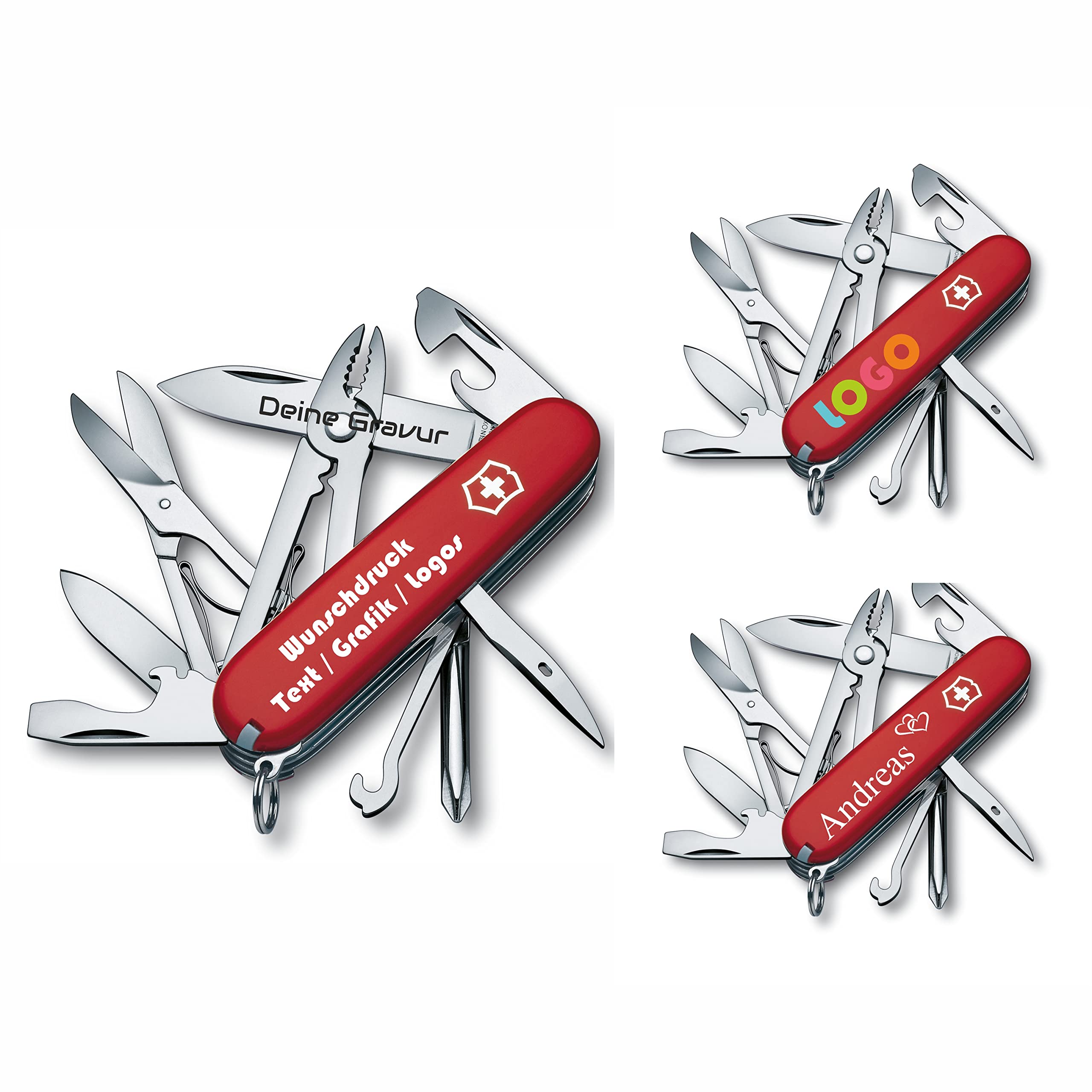 Victorinox Couteau de Poche Deluxe Bricoler Avec Demande Pression Sur La Coque I Cadeau pour Hommes Femmes I Pour Anniversaire I Suisse Personnalisé Avec 17 Fonctions 1.4723