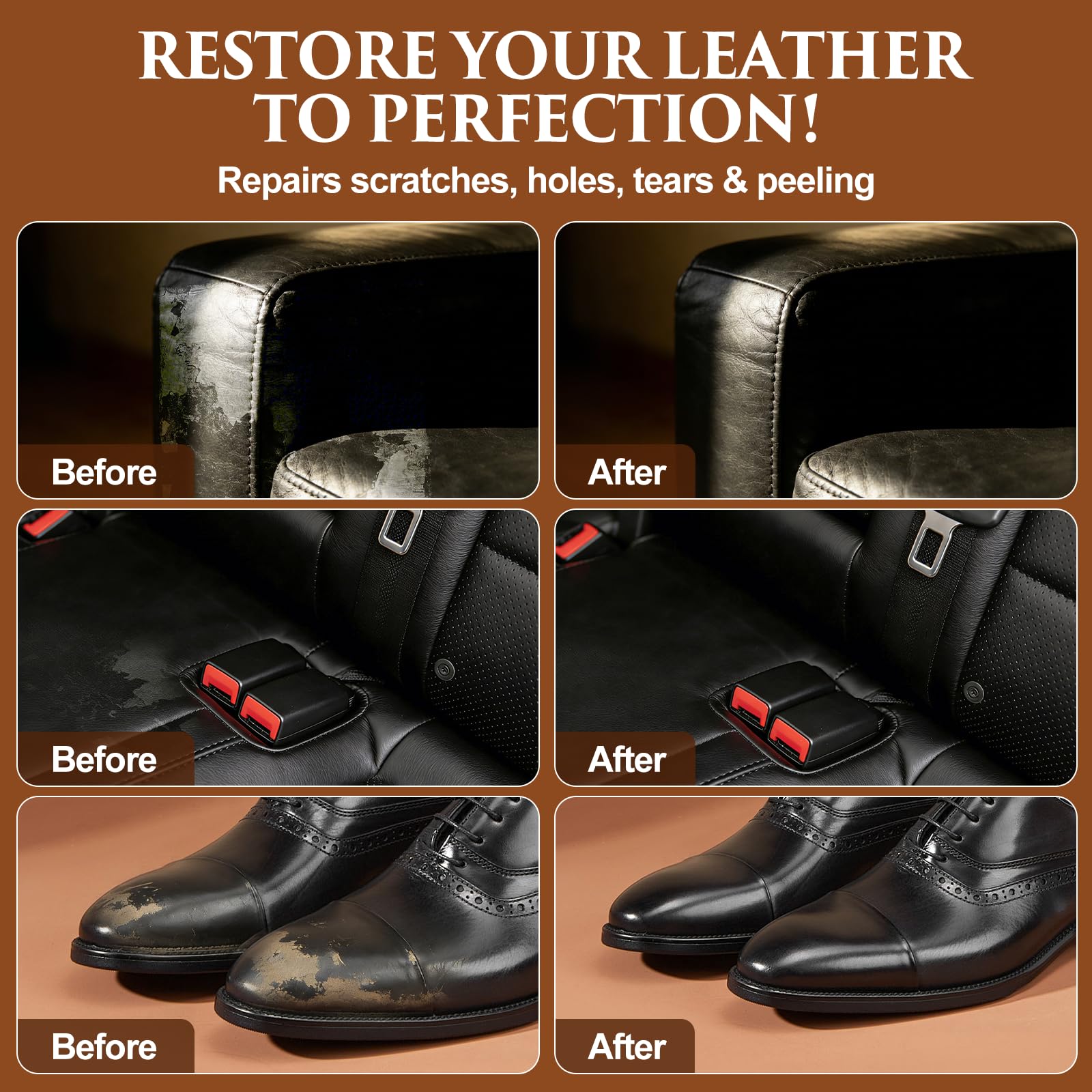 GLOWPOINT Black Leather Repair Kit for Furniture, Car Seats, Sofa, Jacket, and Purse, Vinyl Repair Kit with Super Easy Instructions to Match Any Color, Restore Any Glossy Leather Surface - 3