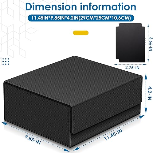 Miniatura 2 de Homthy Caja para mazo de 1800+ cartas para cartas de intercambio, caja de almacenamiento de cartas Commander de cuero con cierre magnético, soportes