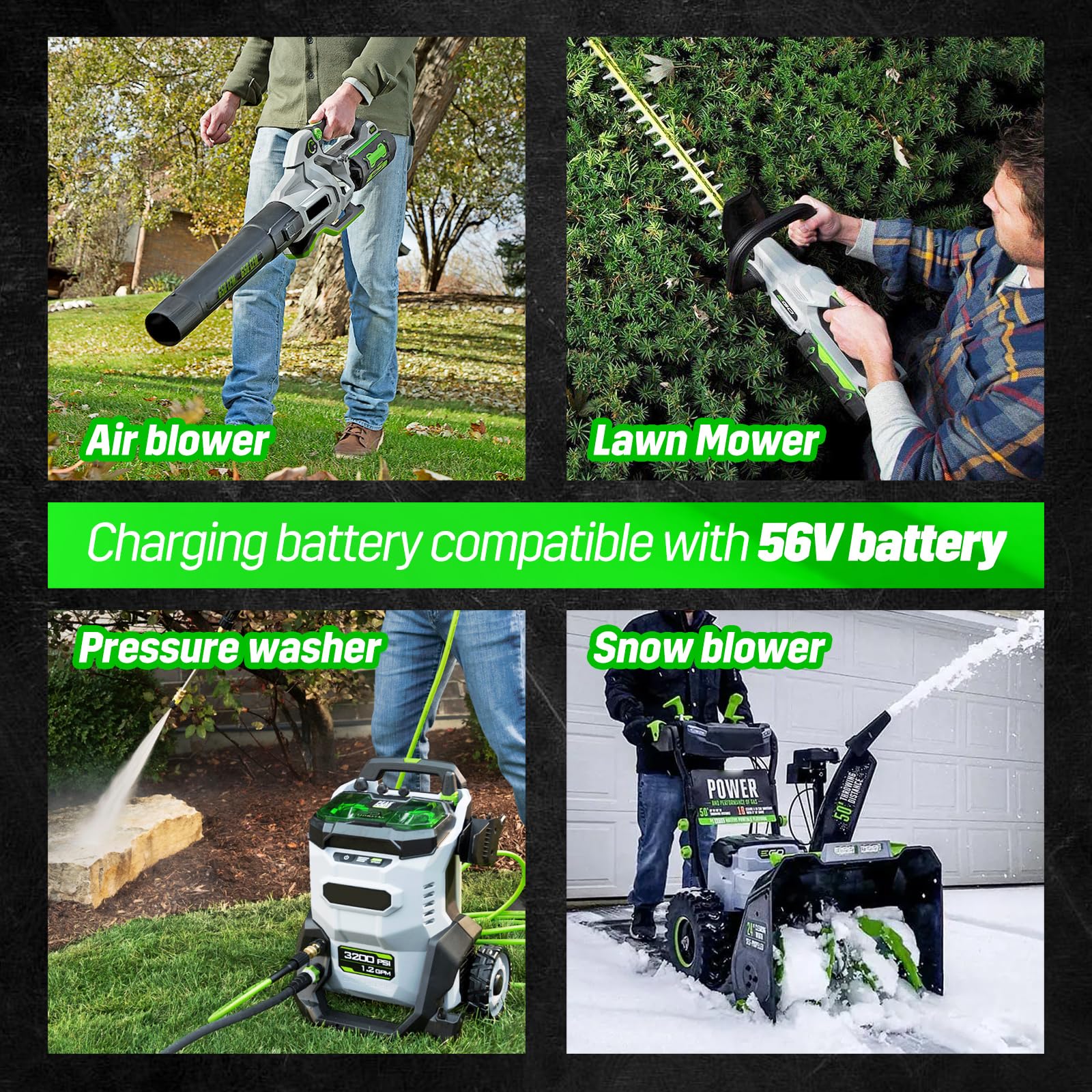 Dual Replacement Charger for EGO 56V Battery Charger CH2800 - Compatible with EGO 56V Batttery BA1400T BA2242T BA2800T BA3360T - for EGO Power+ CH3200 CH5500 CH2800D Dual 2 Port