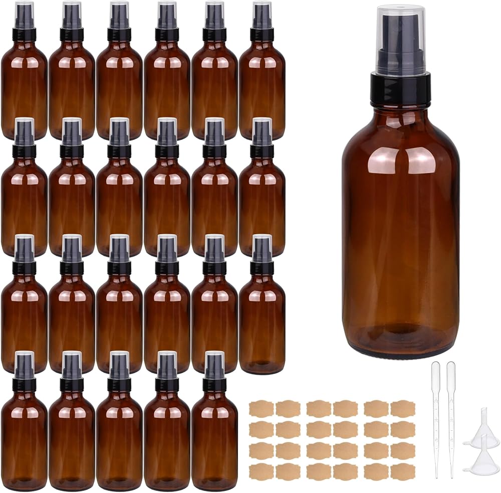 앰버 스프레이 병 앰버 소형 빈 스프레이 병 미세 미스트 스프레이 리필 가능한 용기, 113.4 g-24 Pcs — 사진 1