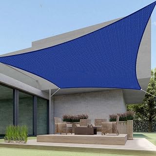 ECOOPTS 8'x8' Sun Shade Sail Rectangle Canopy Cover for Outdoor Patio Pergola Backyard Garden 180GSM HDPE Fabric 95% UV Blockage (Blue)