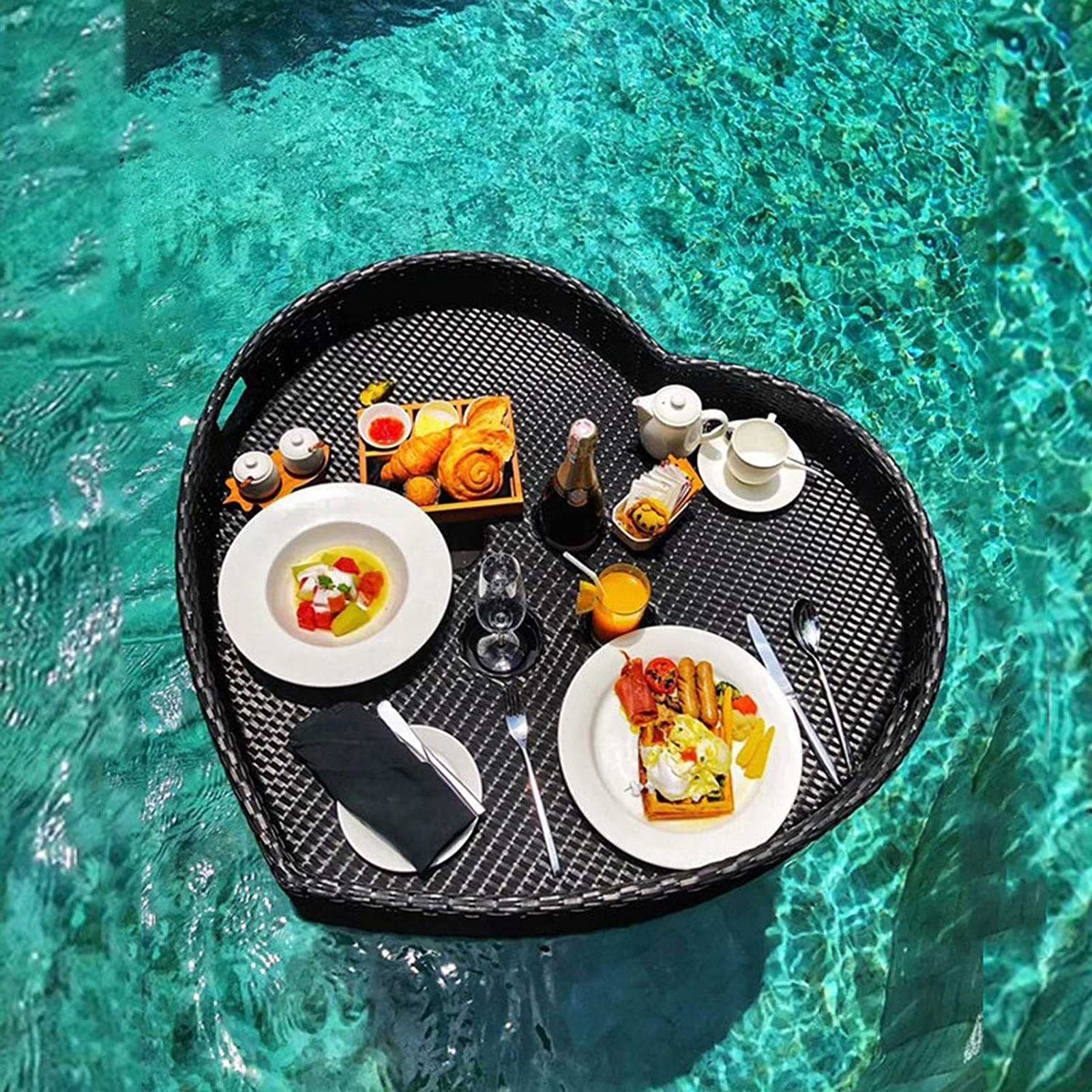 Swimming pool floating bar, Bar with Handles, Floating Tray(Black)