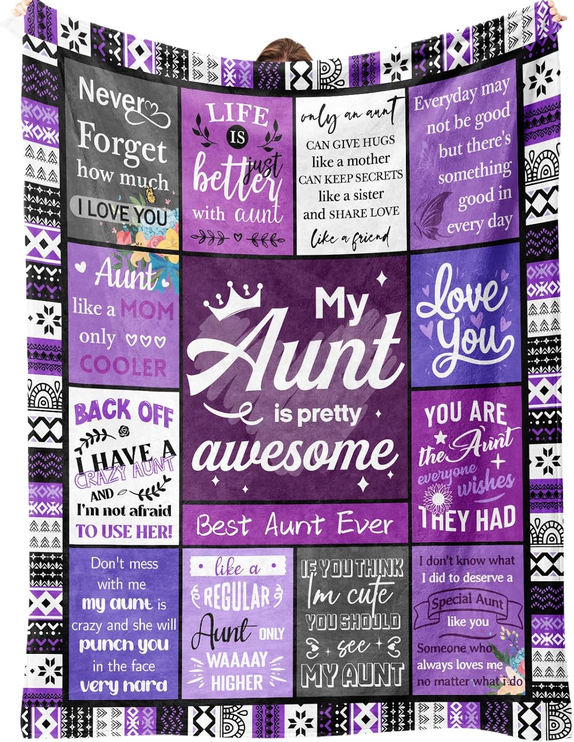 Aunt Gifts, Auntie Gift Ideas, Gifts for Aunt from Niece/Nephew, Auntie Birthday Gift, Soft Throw Blankets 60"X50"
