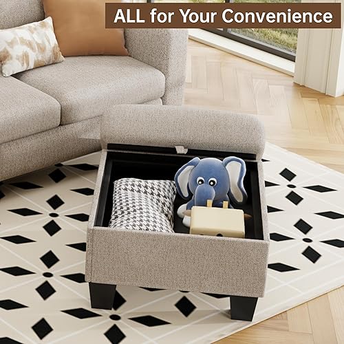 Miniatura 6 de ZeeFu Sofás modulares y modulares para sala de estar, sofá modular en forma de L de 3 plazas de 78 pulgadas con otomana de almacenamiento, moderno