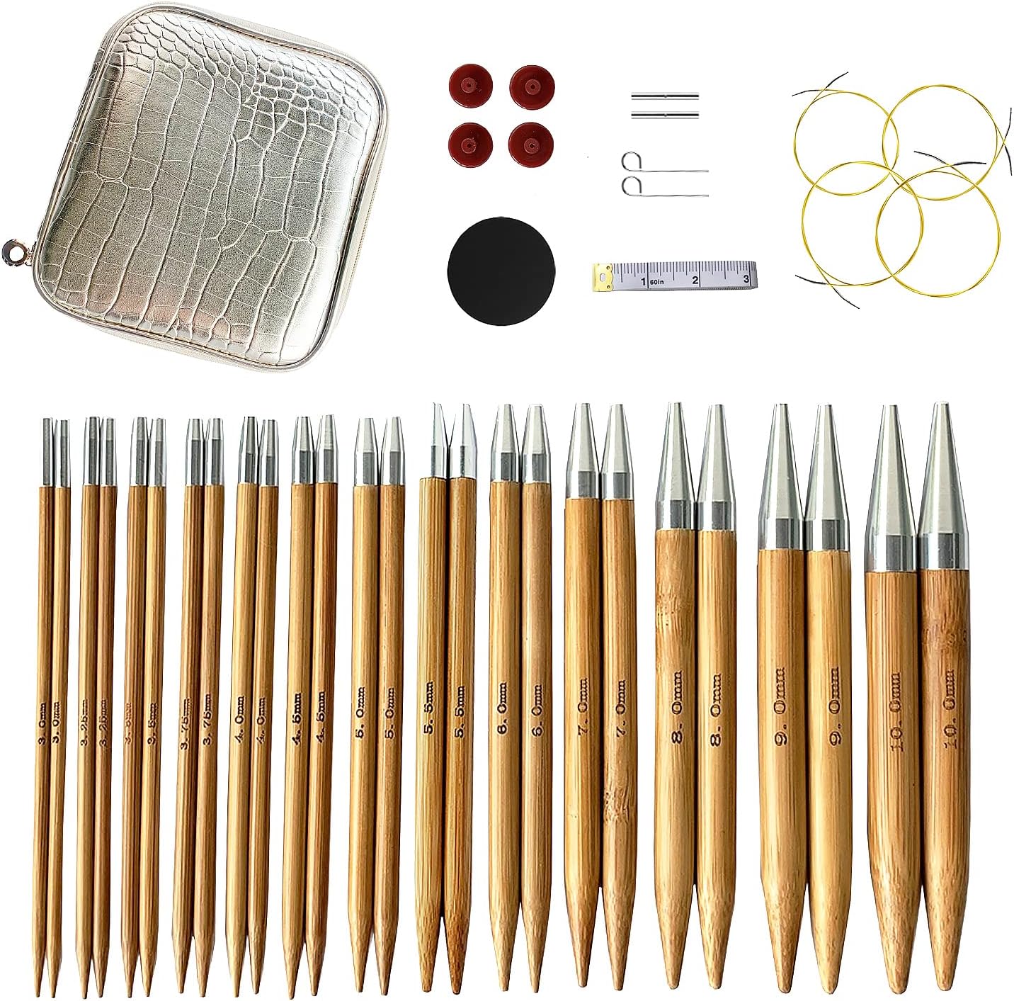 Bamboo Interchangeable Circular Knitting Needles Set with