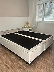 Box Bau Queen Size Linho Bege Blindada 1,58 X 1,98