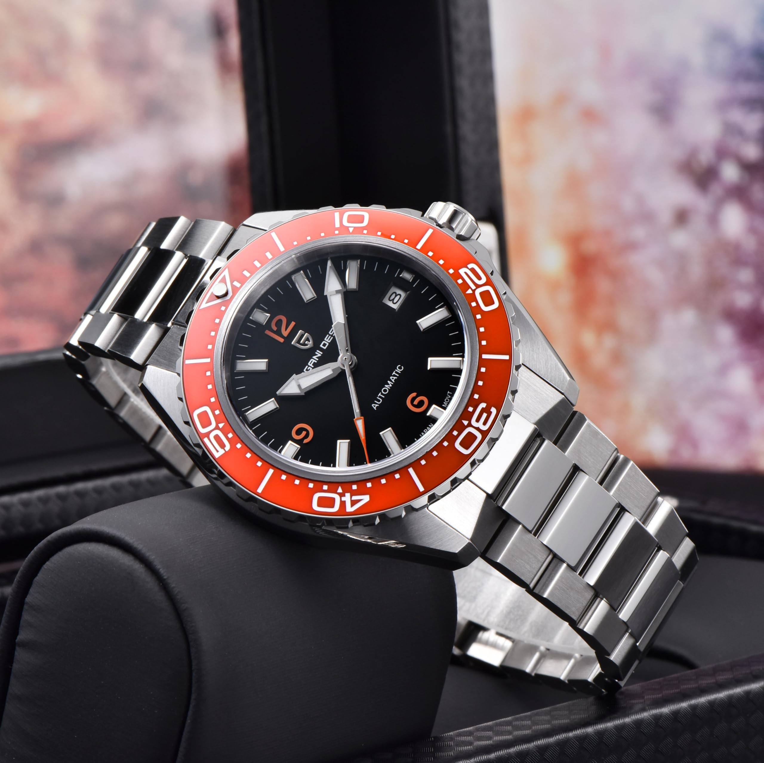 Pagani Design PD-YS034 Montre de plongée automatique pour homme avec mouvement japonais à remontage automatique, lunette en céramique, cristal saphir étanche jusqu'à 100 m, affichage de la date