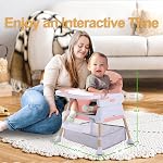 3 en 1 Chaise haute bébé, Chaises hautes convertibles bébé pour bébés et tout-petits, Hrusitoo Chaise d'alimentation pour nourrissons compacte réglable (Chaîne en rose)