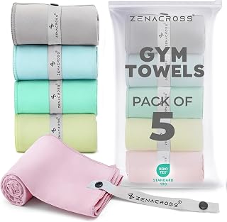 microfiber sports towel 5 pack, 40x77cm - Sports towel for bodybuilding, gym - Quick-drying and ultra absorbent - Pastel