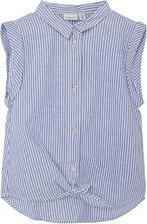NAME IT Girl Striped Sleeveless Shirt 134-140 Blue (Dusty Blue)