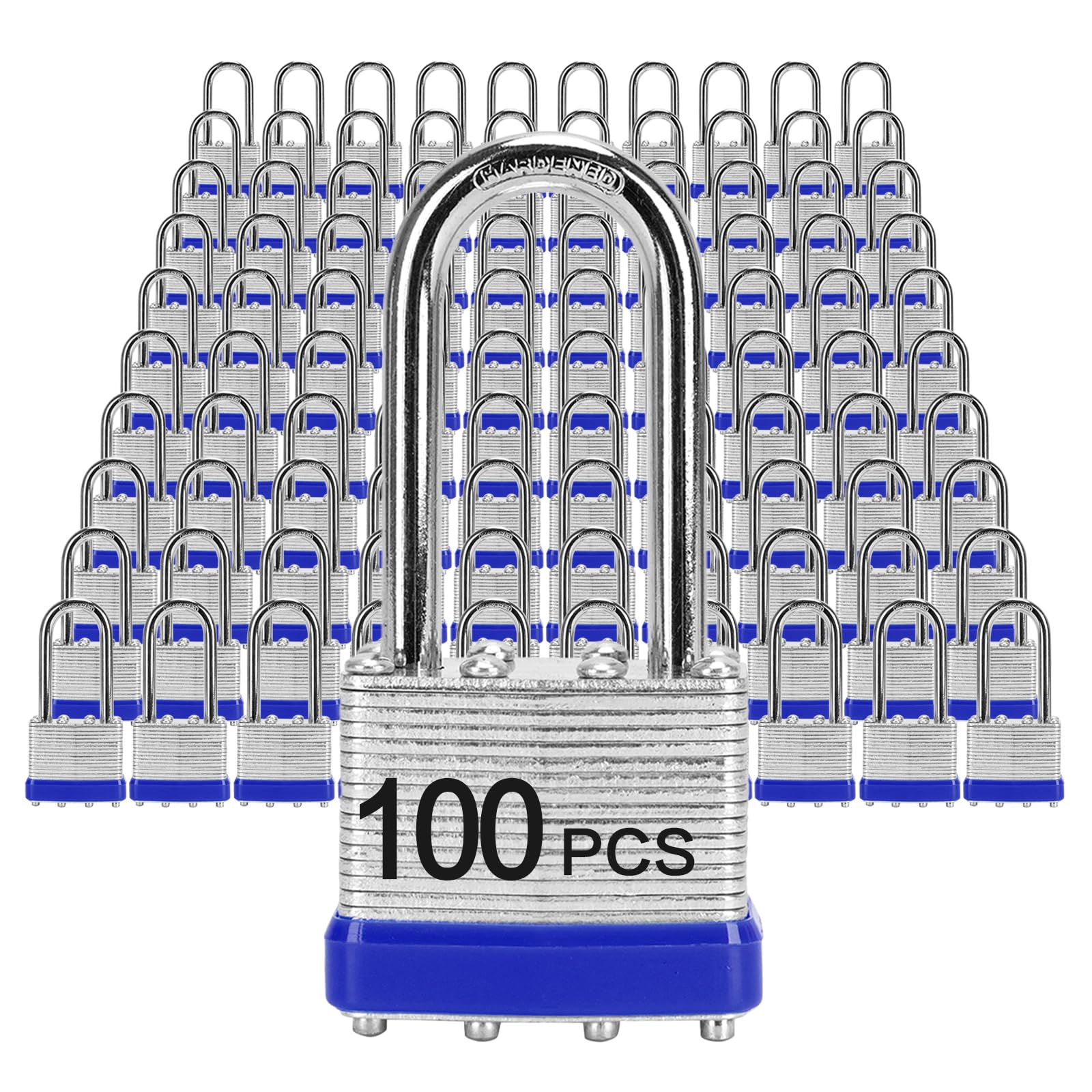 Padlocks with Same Key, LQYN 100 Pcs Laminated Steel Padlock (1-9/16",40mm)