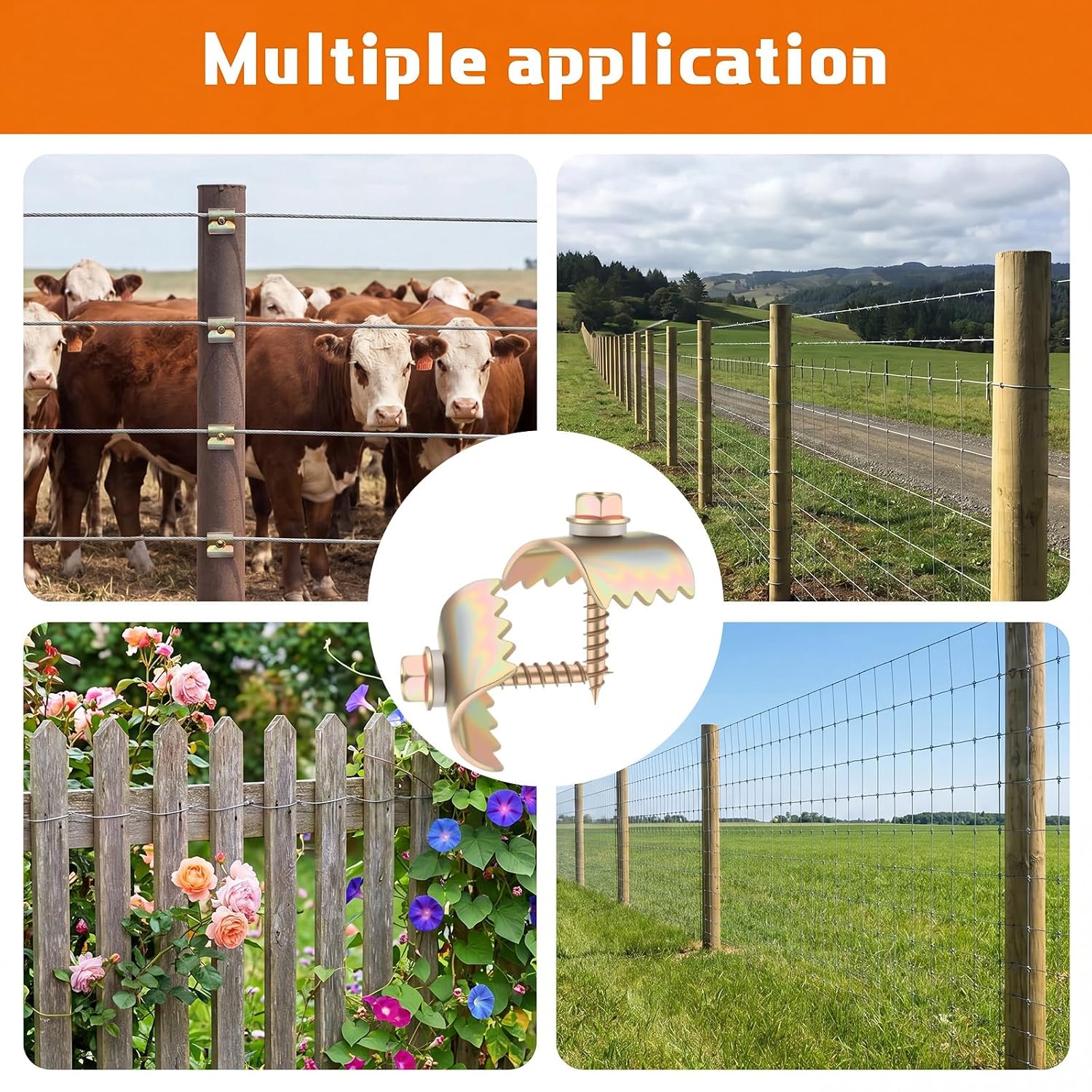 300 Pcs Fence Staples for Wire Reusable Barbed Fence Fasteners Nails for Mesh and Woven Fencing, Metal Grid, Quick Installation with Electric Drill (1.5 Inch)