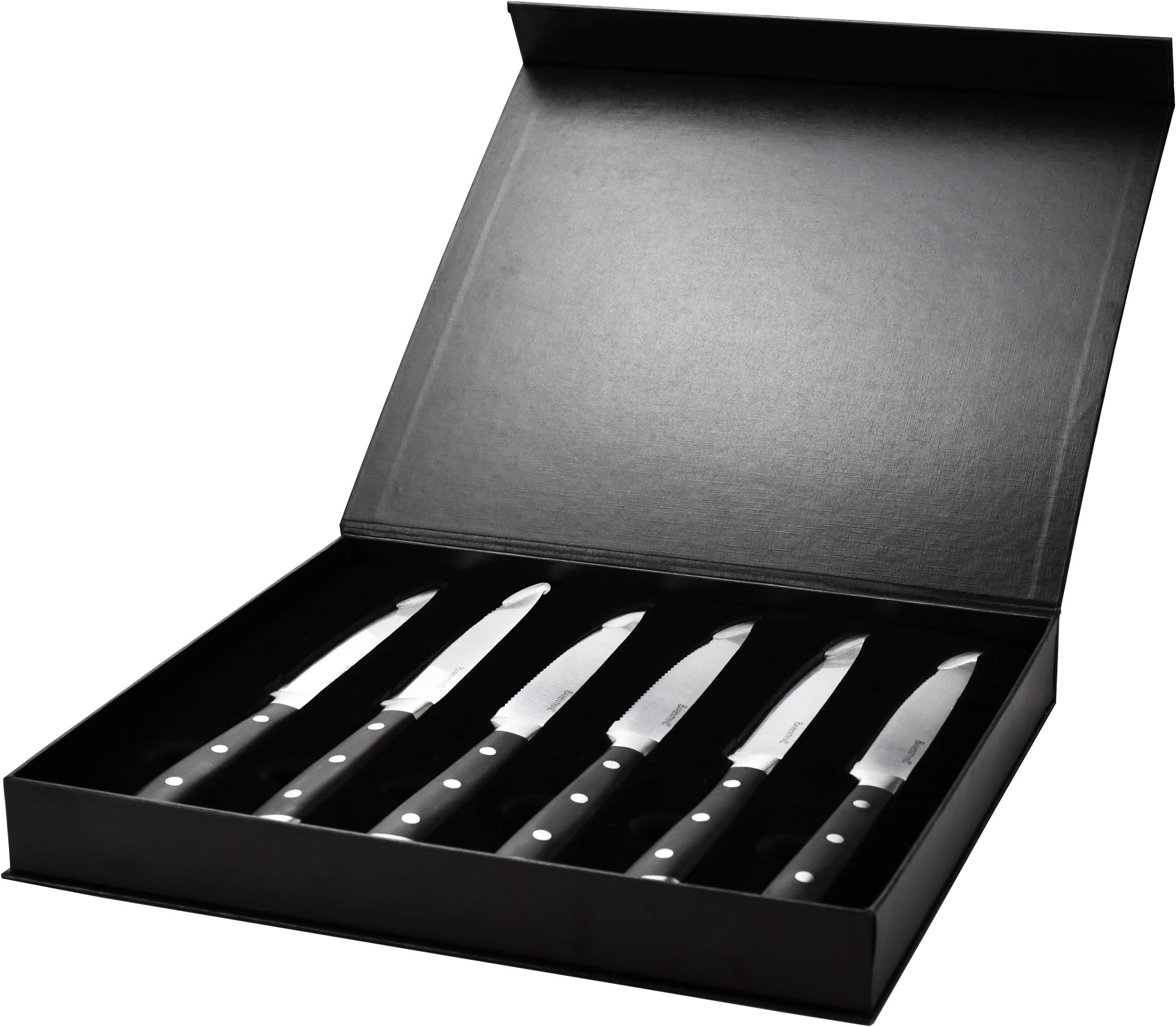 BarenthalSteak Knives, Steak Knives Set of 6, German Stainless Serrated Steak Knife Set of 6, Steak Knife with Velvet-Lined Storage Case Service for 6，Christmas Gifts