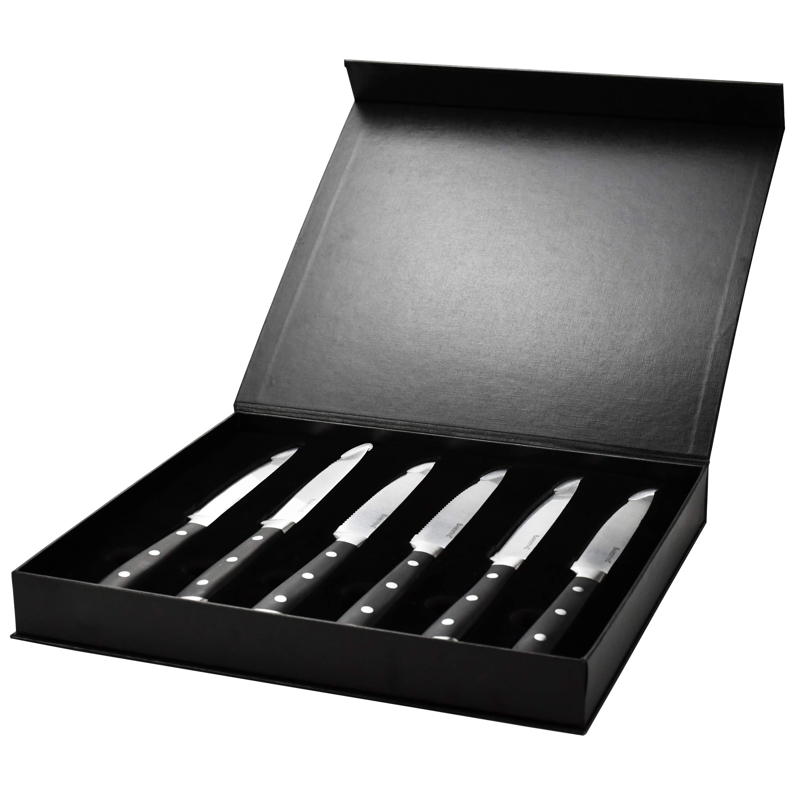 BarenthalSteak Knives, Steak Knives Set of 6, German Stainless Serrated Steak Knife Set of 6, Steak Knife with Velvet-Lined Storage Case Service for 6，Christmas Gifts