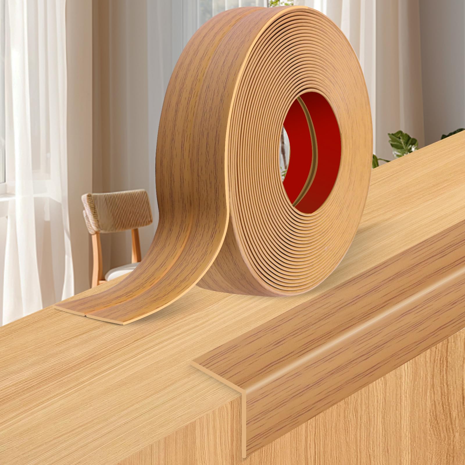 Corner Trim Flexible Moulding Trim Self Adhesive Wall Edging Strip Corner Protectors Wall Moulding for Tile Edging Ceiling (Yellow Oak Grain, 2cm×3m)