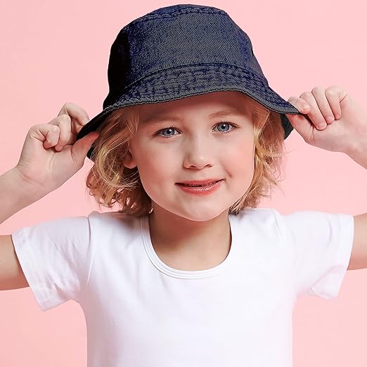 The Hat Depot Youth Kids Washed Cotton & Lightweight Nylon Packable Bucket Travel Hat Cap