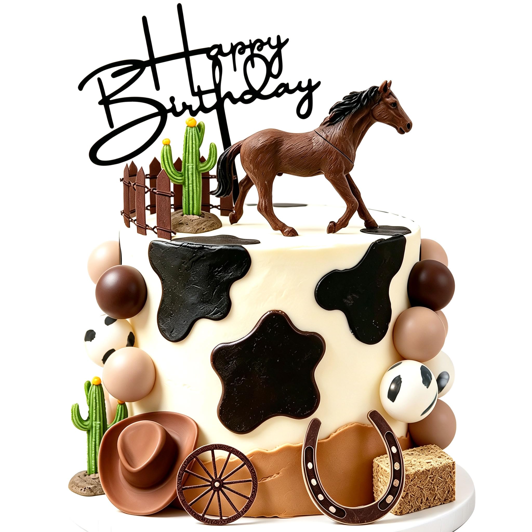 Western Horse Birthday Cake Decorations Set Happy Birthday Sign for Baby Shower First Rodeo Birthday Vaquero Themed Party Favors Supplies - Image 7