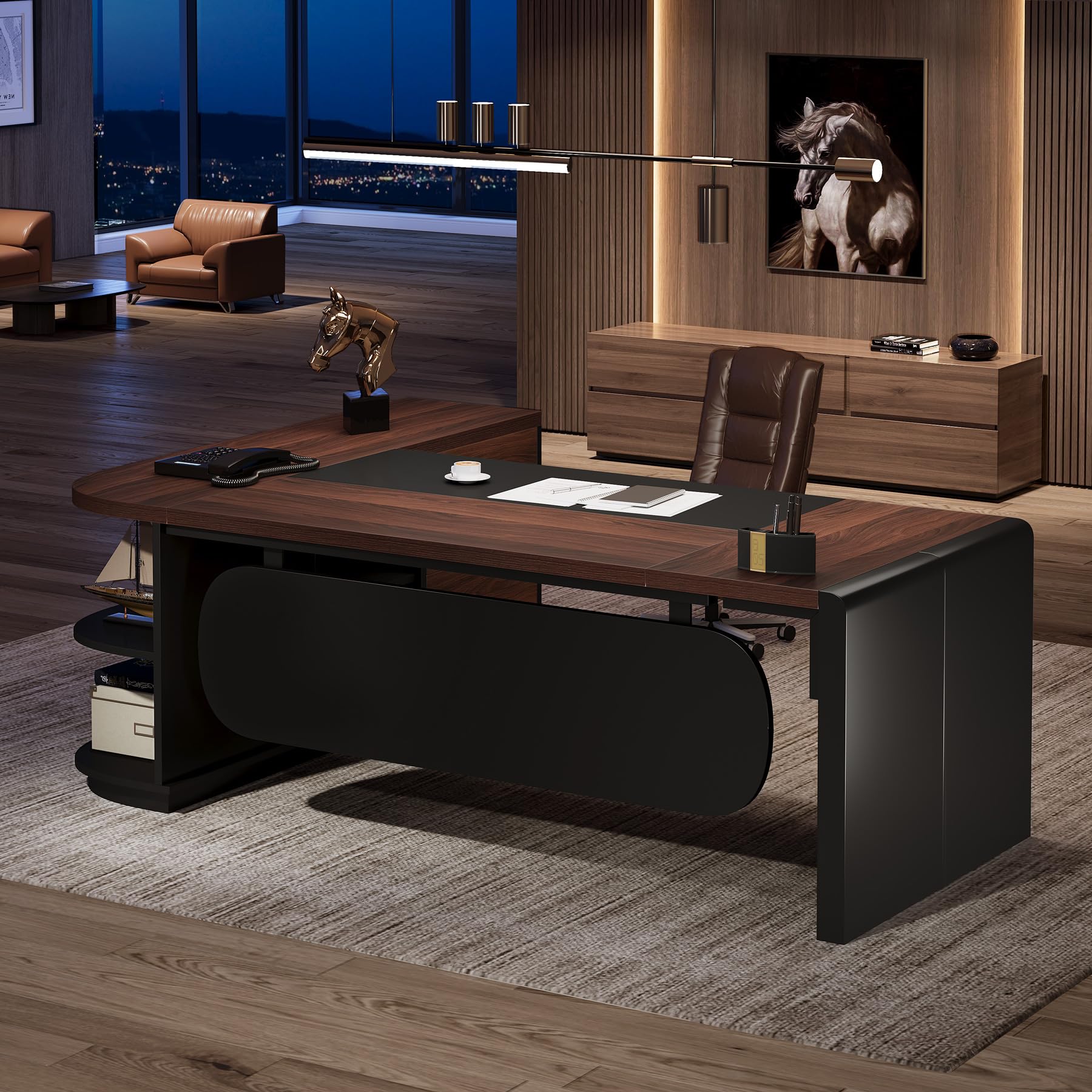 Tribesigns 80'' L-Shaped Desk, Large Executive Office Desk with 55