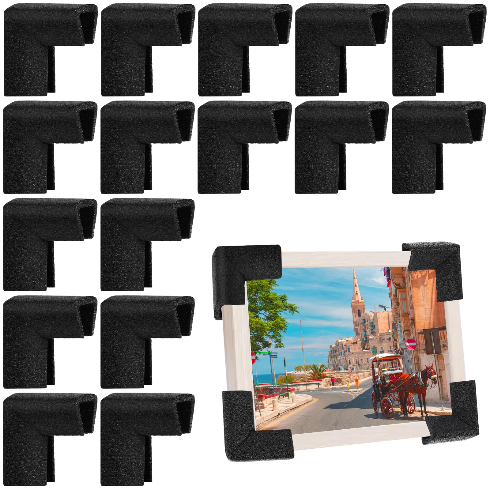 Hiitytin 16 Pcs Foam Corner Protectors for Moving Mirror TV, L-shaped Packing Foam Protection Frame Corner for Shipping, Moving Supplies for Photo