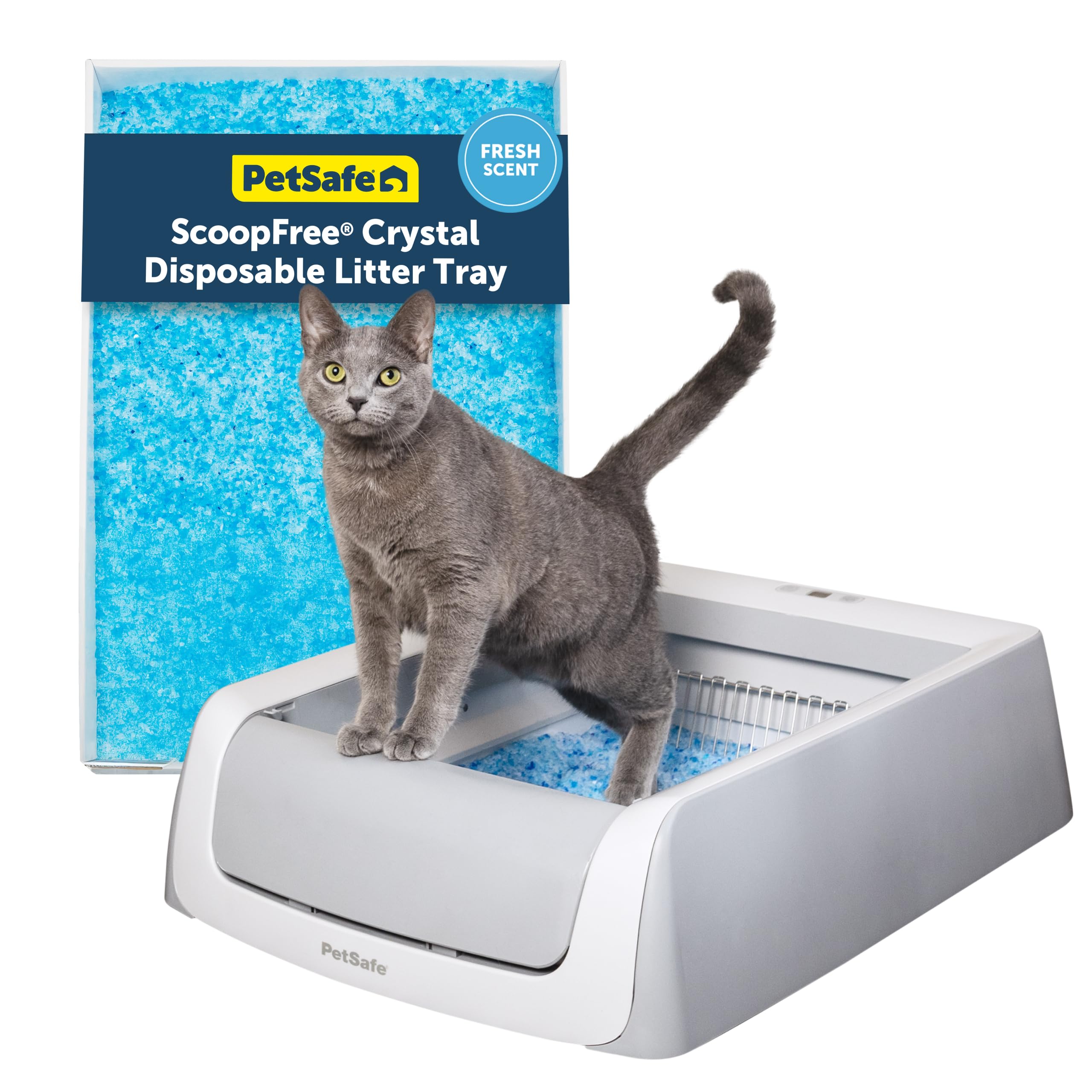 pet safe scoop free crystal pro self cleaning litter box with rake system and crystal litter tray