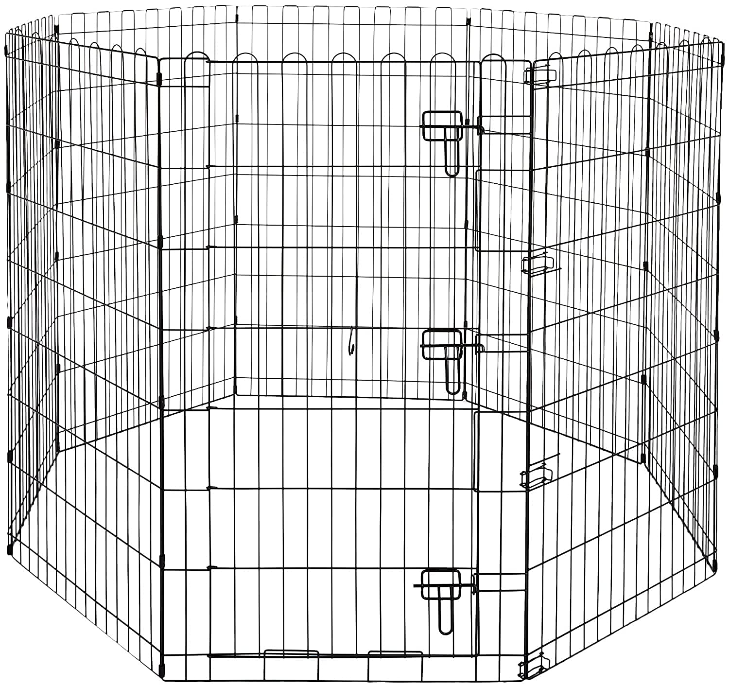Dog Trust Foldable Metal Pet Dog Exercise Fence Pen with Gate Black, 30 Inch