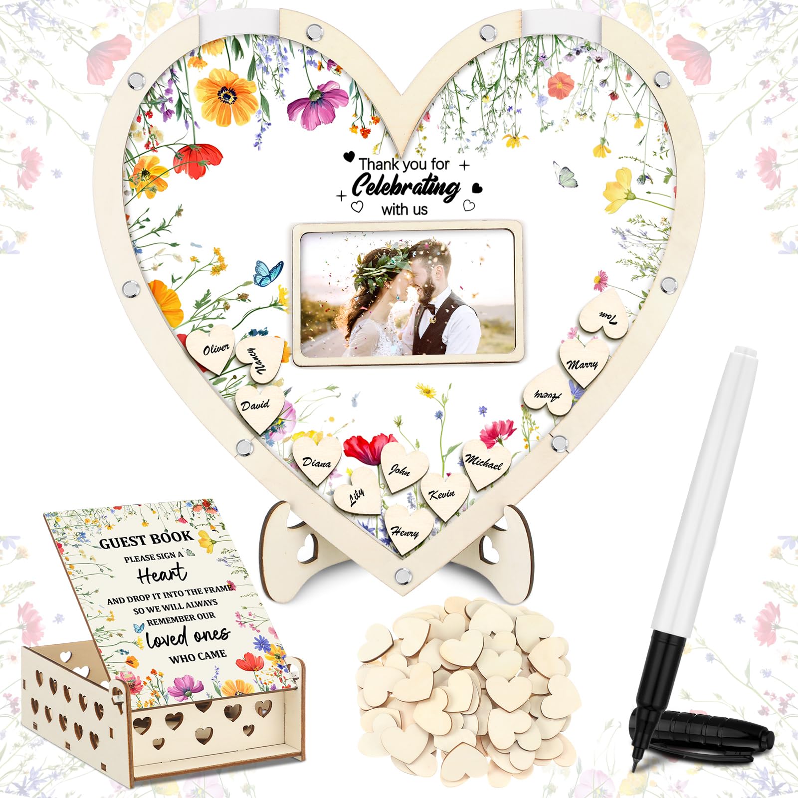 Amazon.com: Chunful Hearts Guest Book Alternative with 100 Wooden