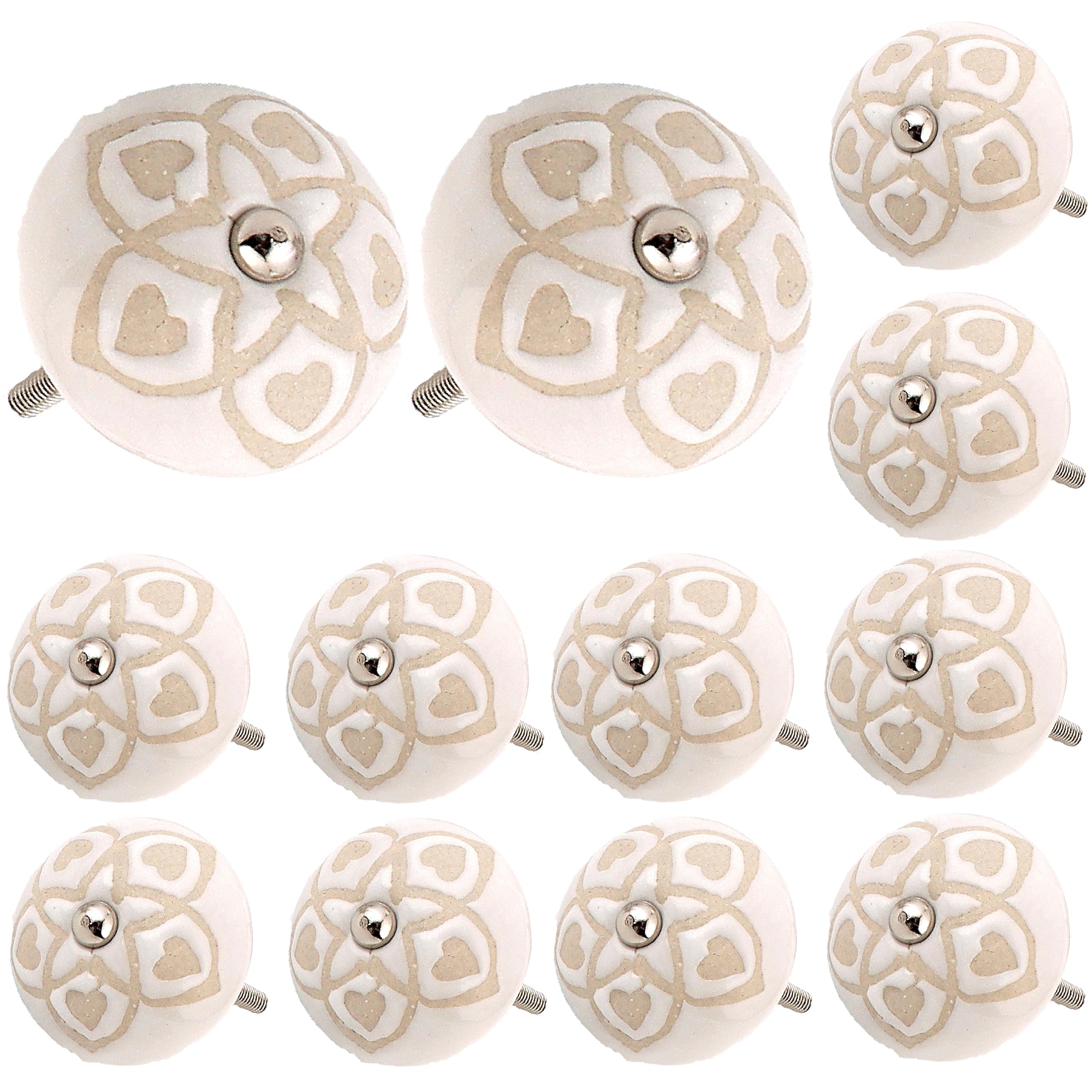 TRINCA-FERRO Set Of 6 Cabinet Knobs Bone Striped Round