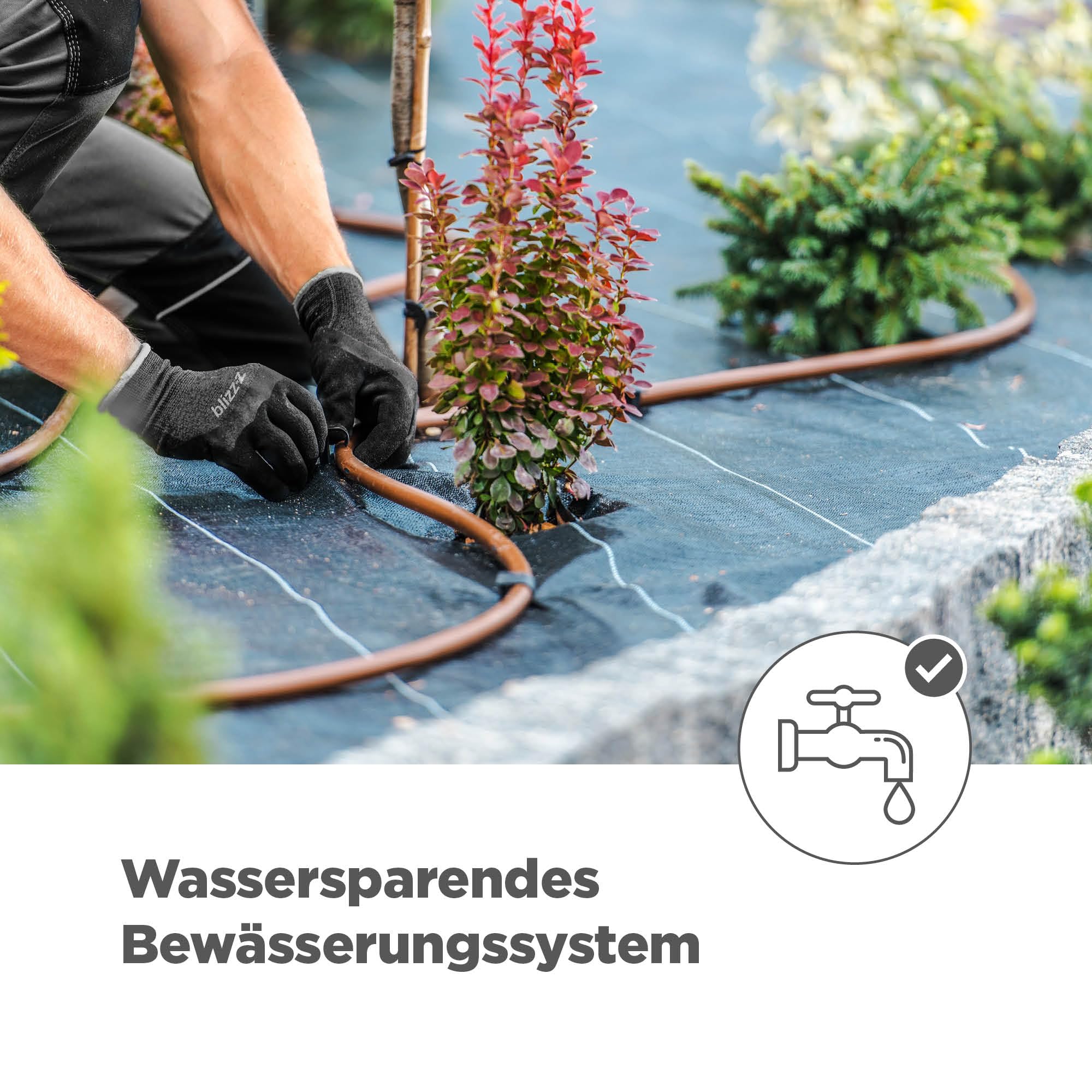 blizz-z Tropfrohr Länge: 100 m (Tropfabstand alle 33 cm) | Wassersparendes Bewässerungssystem (über- und unterirdisch) für Bäume, Grünstreifen, Dachbegrünung | Made in EU