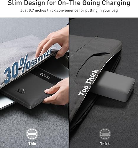 Miniatura 3 de Baseus Banco de energía para portátil, cargador portátil USB C de 100 W, carga súper rápida de 20000 mAh, batería delgada para laptop, MacBook Air,