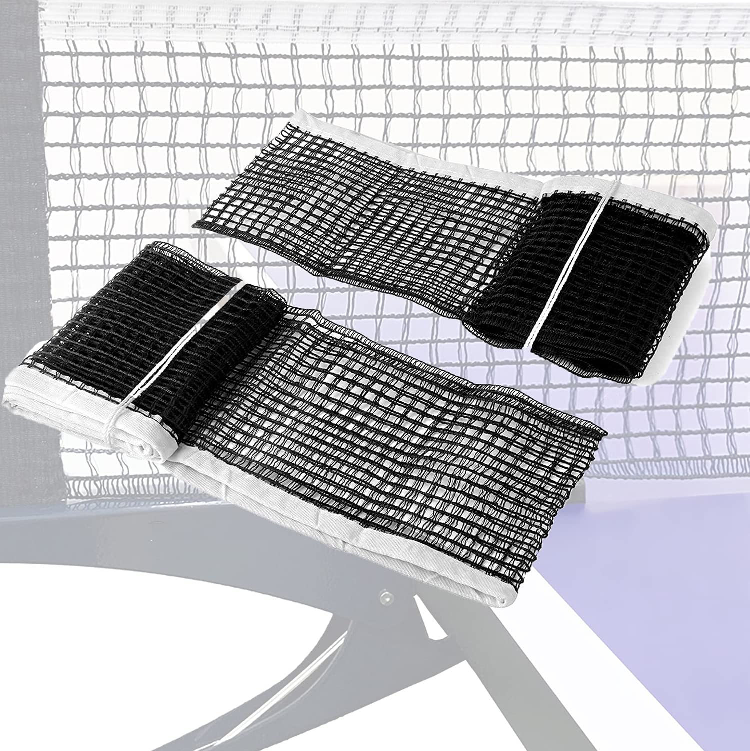 ELECDON 2pcs-70.8 inches Table Tennis Replacement Net，Heavy Duty String Tension Ping Pong Nets for Indoor/Outdoor Table Tennis Nylon Net, for Any Table 60 to 72 Inch（Black Color)